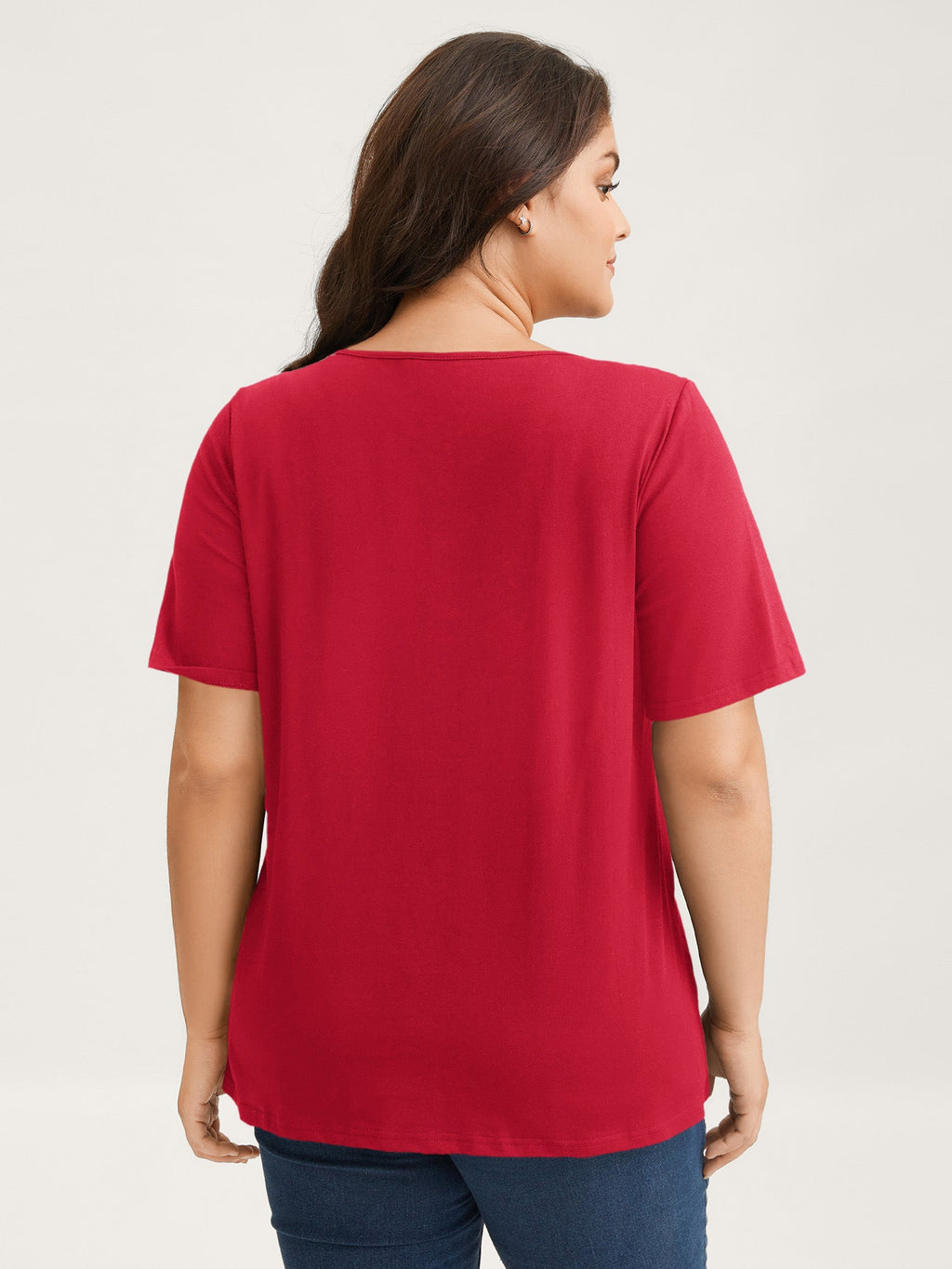 Cotton V Neck Plain Basic T-shirt